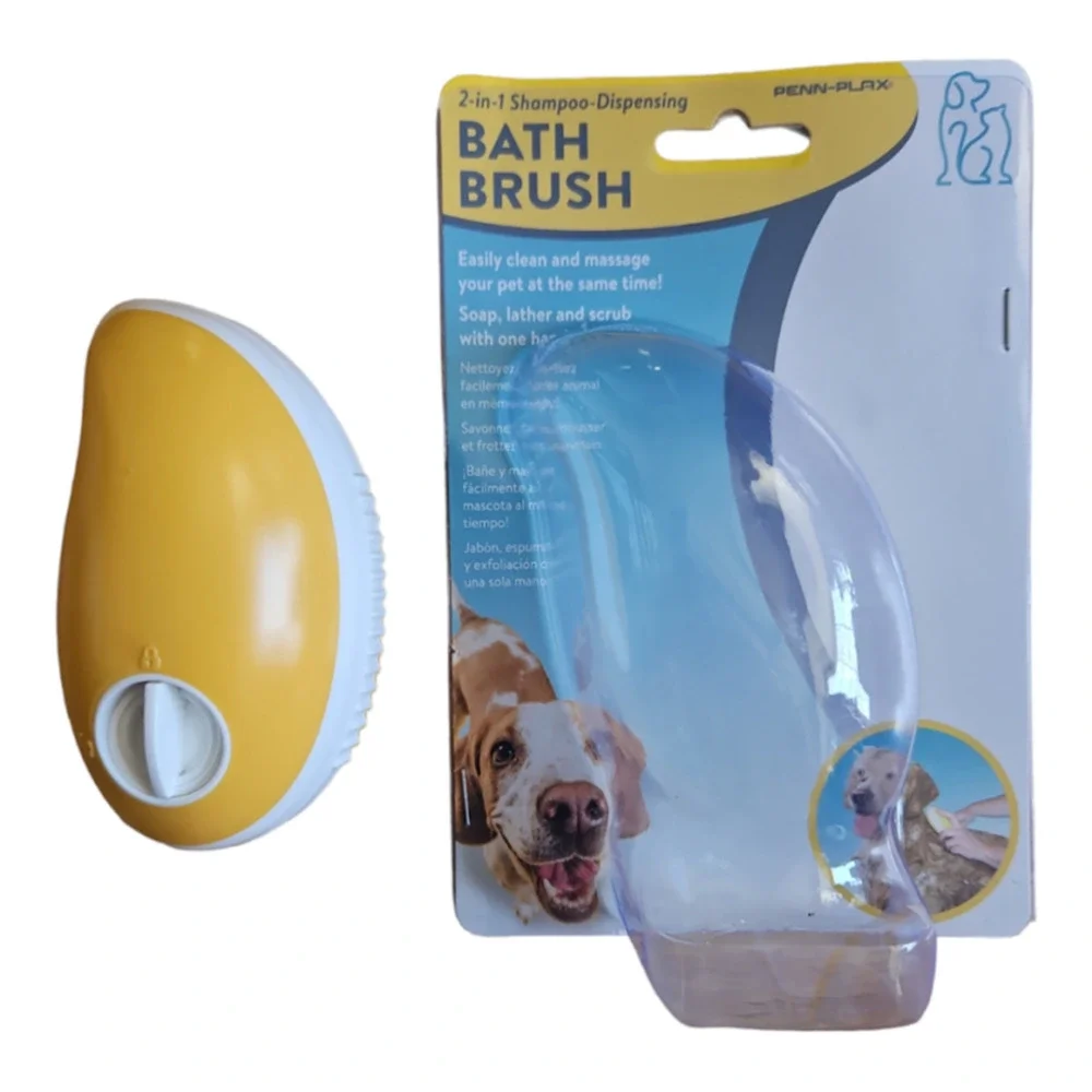 Penn Plax Dog Grooming Bath Brush Shampoo-Dispensing Grooming Brush, Easy Use